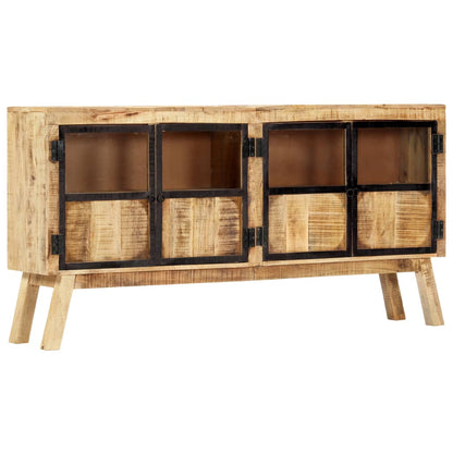 Sideboard Brown and Black 160x30x80 cm Solid Rough Mango Wood - OLBRIT