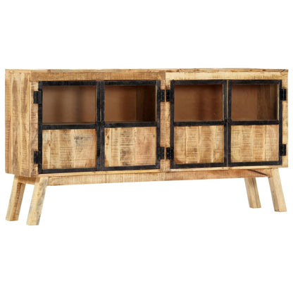 Sideboard Brown and Black 160x30x80 cm Solid Rough Mango Wood - OLBRIT