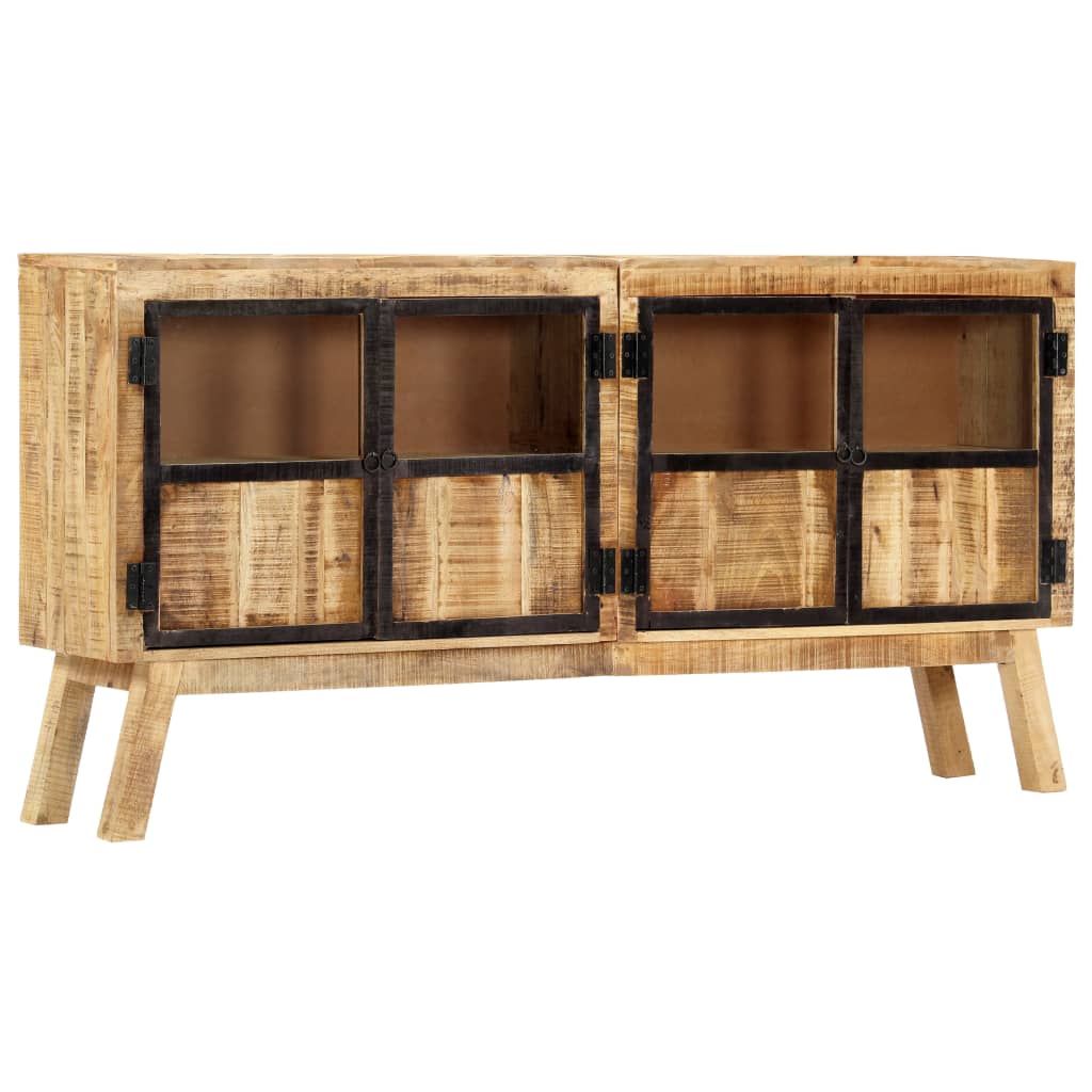 Sideboard Brown and Black 160x30x80 cm Solid Rough Mango Wood - OLBRIT