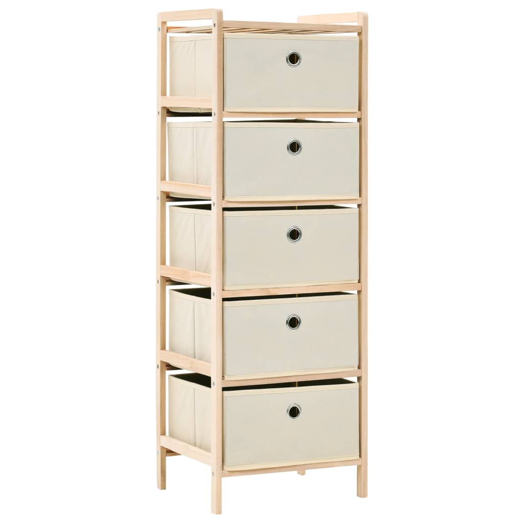 Storage Racks with 5 Fabric Baskets 2 pcs Beige Cedar Wood - OLBRIT