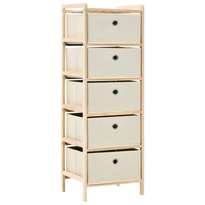 Storage Racks with 5 Fabric Baskets 2 pcs Beige Cedar Wood - OLBRIT