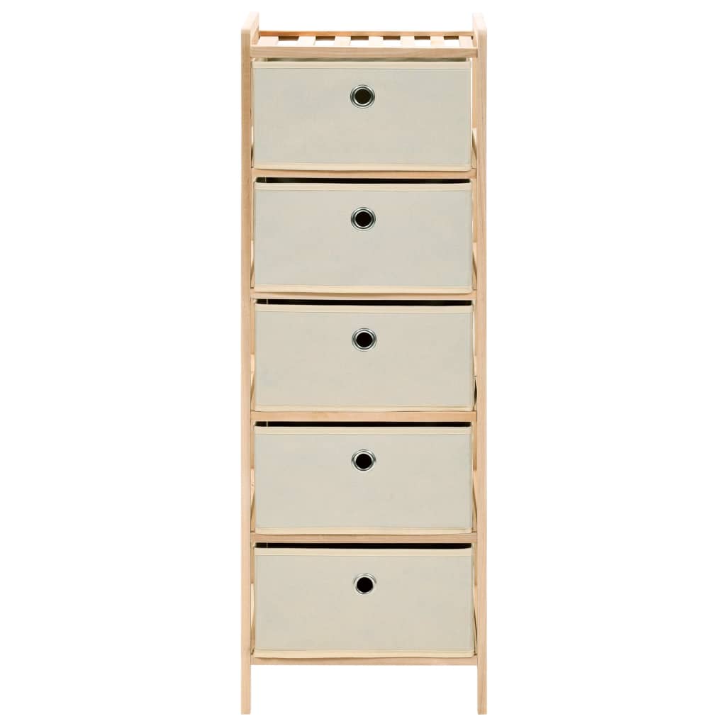 Storage Racks with 5 Fabric Baskets 2 pcs Beige Cedar Wood - OLBRIT
