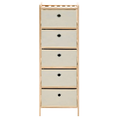 Storage Racks with 5 Fabric Baskets 2 pcs Beige Cedar Wood - OLBRIT