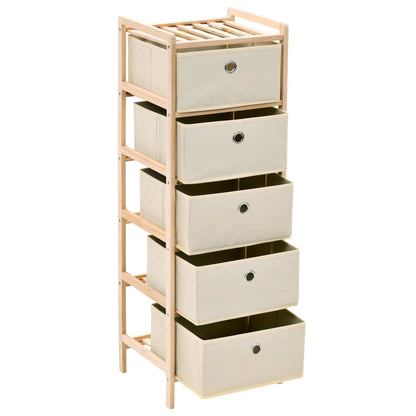 Storage Racks with 5 Fabric Baskets 2 pcs Beige Cedar Wood - OLBRIT