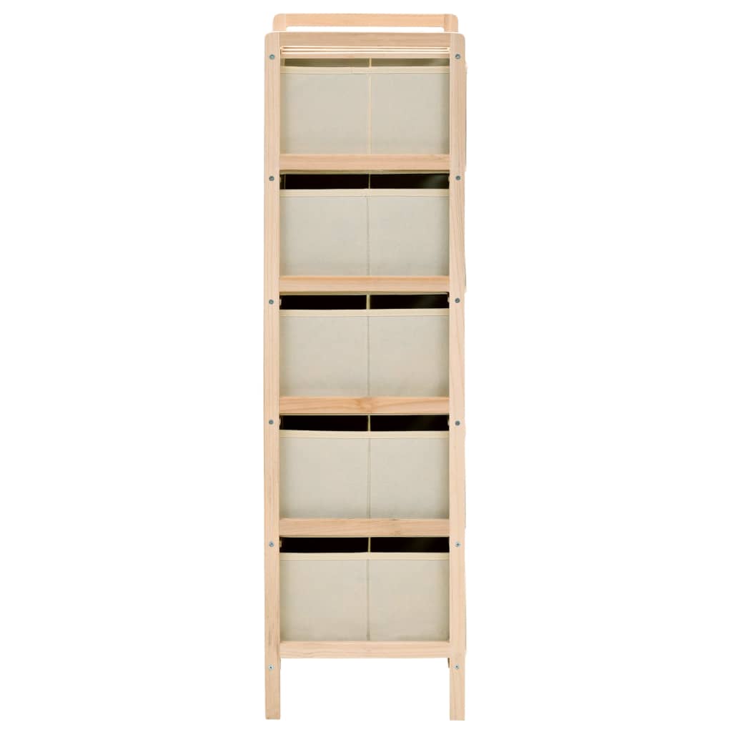 Storage Racks with 5 Fabric Baskets 2 pcs Beige Cedar Wood - OLBRIT