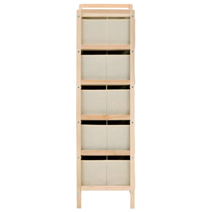 Storage Racks with 5 Fabric Baskets 2 pcs Beige Cedar Wood - OLBRIT