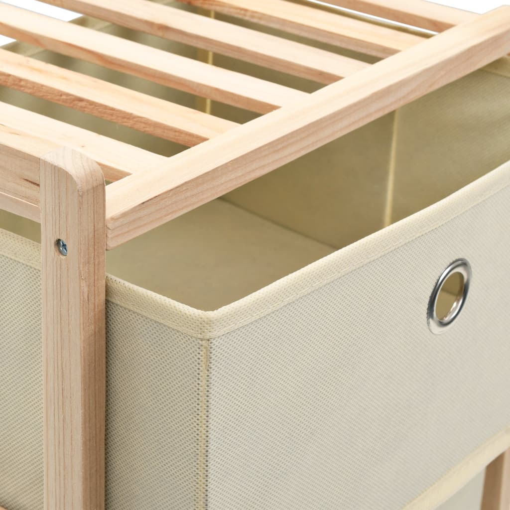 Storage Racks with 5 Fabric Baskets 2 pcs Beige Cedar Wood - OLBRIT