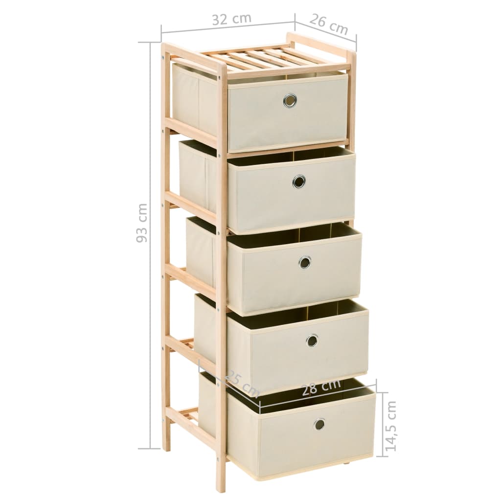 Storage Racks with 5 Fabric Baskets 2 pcs Beige Cedar Wood - OLBRIT