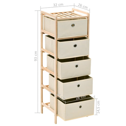 Storage Racks with 5 Fabric Baskets 2 pcs Beige Cedar Wood - OLBRIT