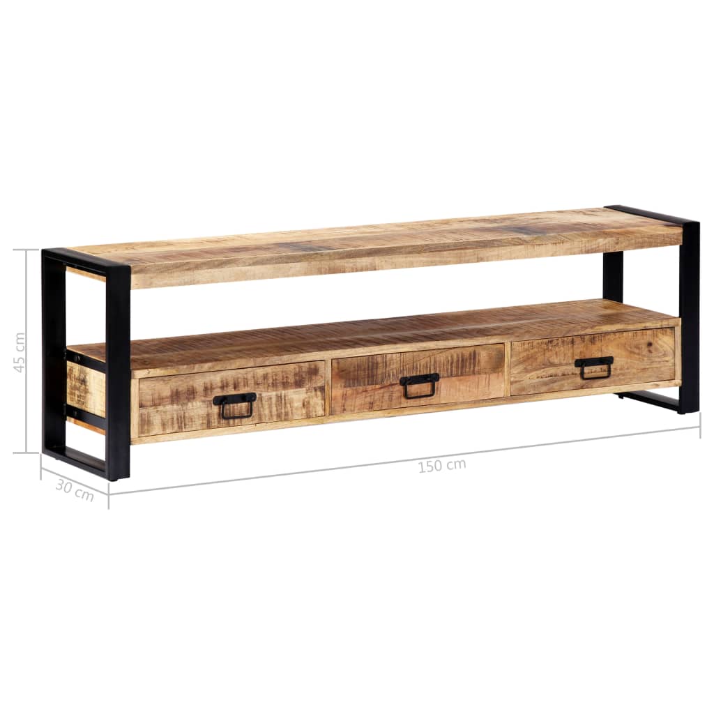 TV Cabinet 150x30x45 cm Solid Mango Wood - OLBRIT