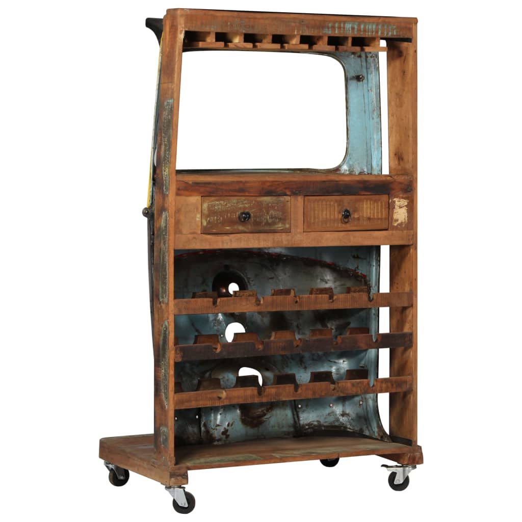 Rickshaw Wine Cabinet 100x60x172 cm Solid Reclaimed Wood - OLBRIT