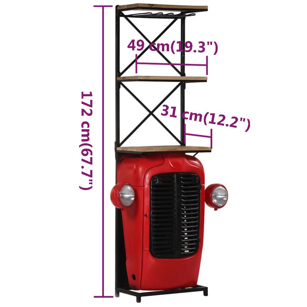 vidaXL Tractor Wine Cabinet 49x31x172 cm Solid Mango Wood - OLBRIT