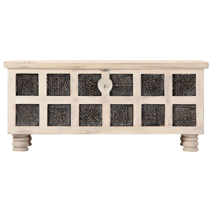Storage Box White 110x40x45 cm Solid Acacia Wood - OLBRIT