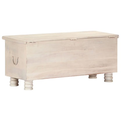 Storage Box White 110x40x45 cm Solid Acacia Wood - OLBRIT