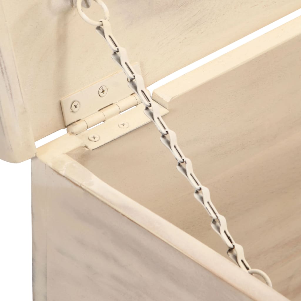 Storage Box White 110x40x45 cm Solid Acacia Wood - OLBRIT