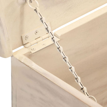 Storage Box White 110x40x45 cm Solid Acacia Wood - OLBRIT