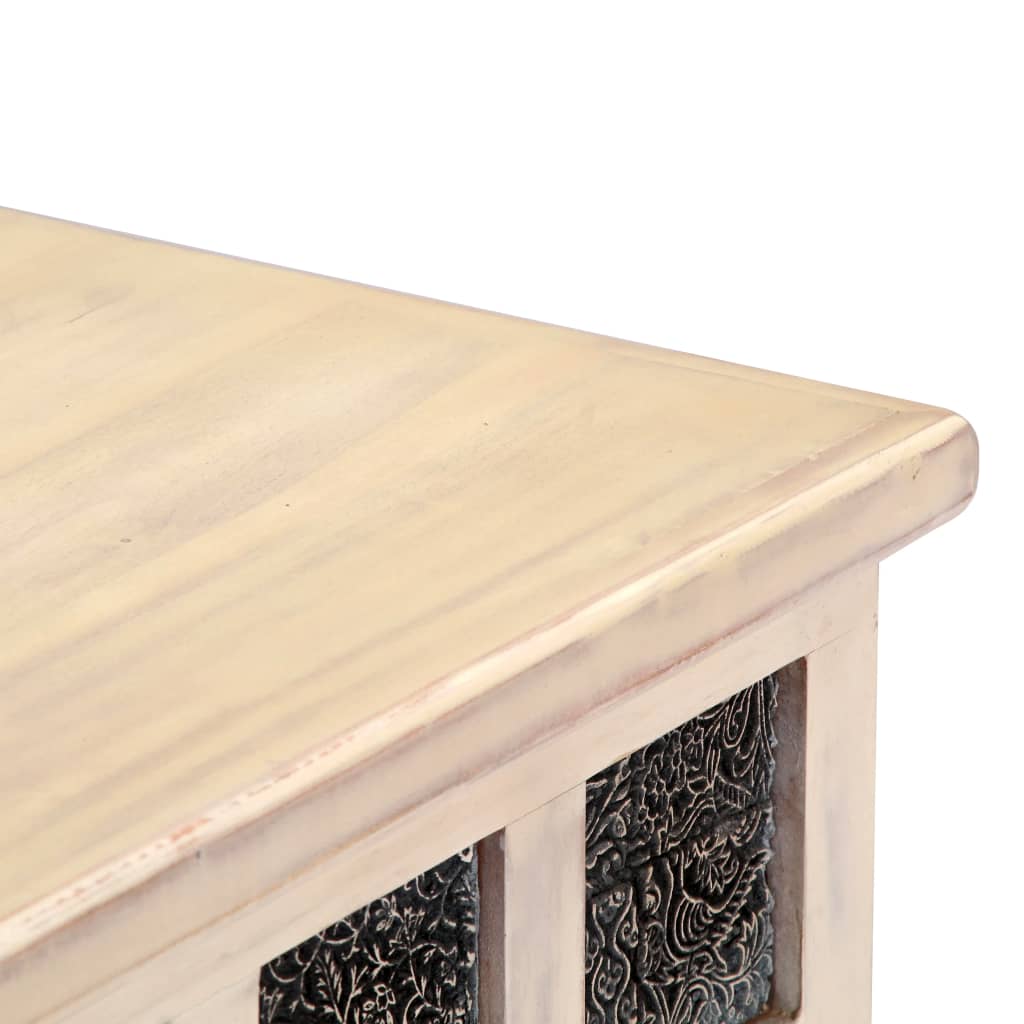Storage Box White 110x40x45 cm Solid Acacia Wood - OLBRIT