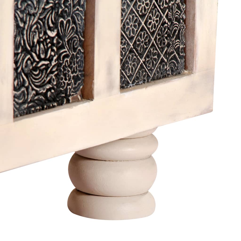 Storage Box White 110x40x45 cm Solid Acacia Wood - OLBRIT