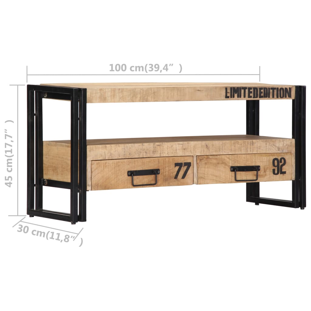 TV Cabinet 100x30x45 cm Solid Mango Wood - OLBRIT
