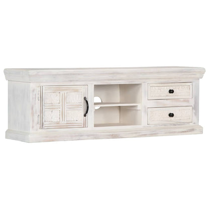 TV Cabinet White 120x30x40 cm Solid Mango Wood - OLBRIT