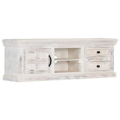 TV Cabinet White 120x30x40 cm Solid Mango Wood - OLBRIT