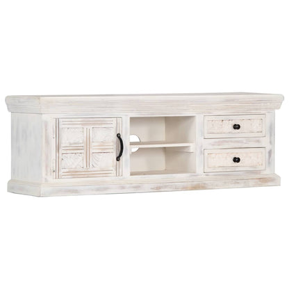TV Cabinet White 120x30x40 cm Solid Mango Wood - OLBRIT