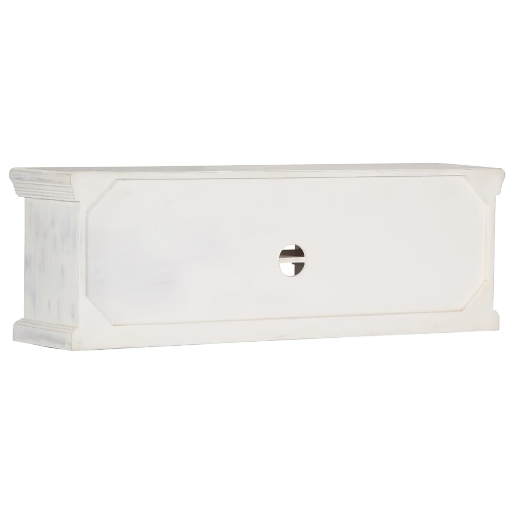 TV Cabinet White 120x30x40 cm Solid Mango Wood - OLBRIT