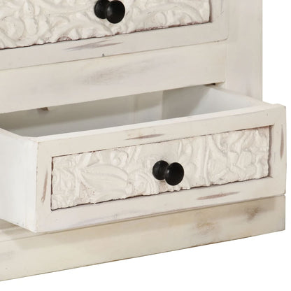 TV Cabinet White 120x30x40 cm Solid Mango Wood - OLBRIT