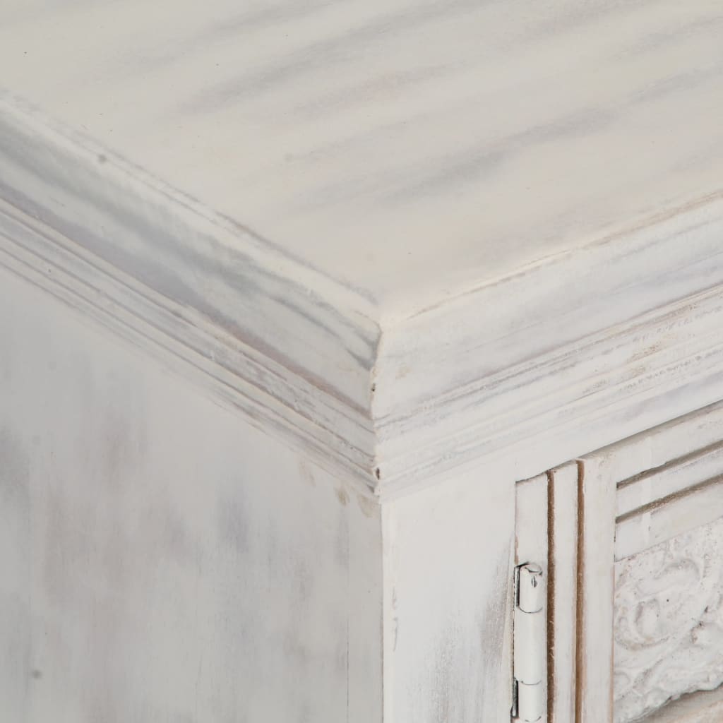 TV Cabinet White 120x30x40 cm Solid Mango Wood - OLBRIT