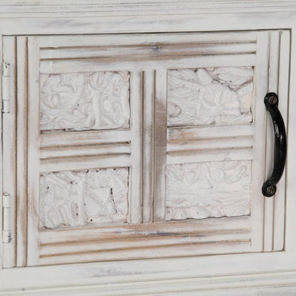 TV Cabinet White 120x30x40 cm Solid Mango Wood - OLBRIT