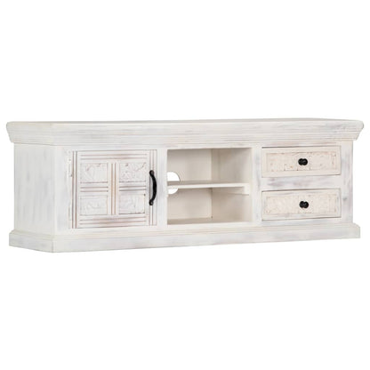 TV Cabinet White 120x30x40 cm Solid Mango Wood - OLBRIT
