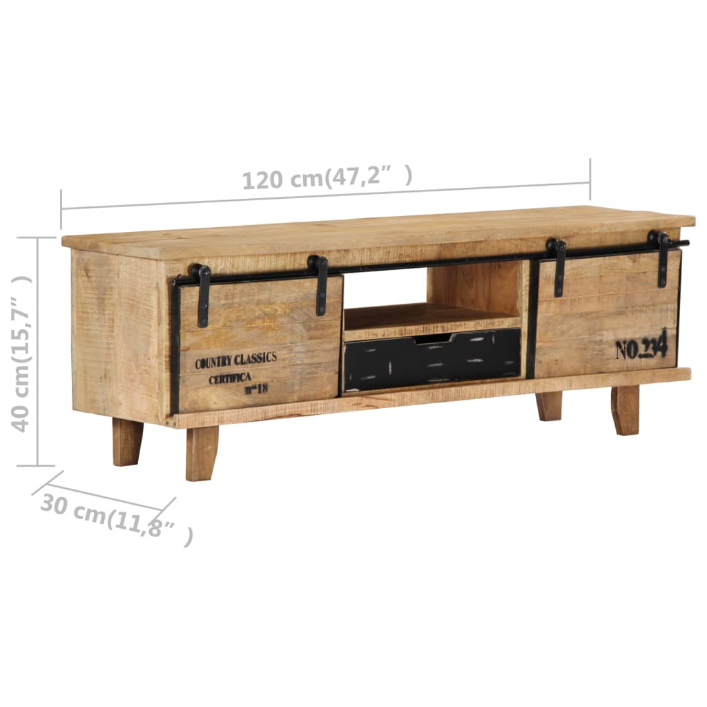 TV Cabinet 120x30x40 cm Solid Mango Wood - OLBRIT