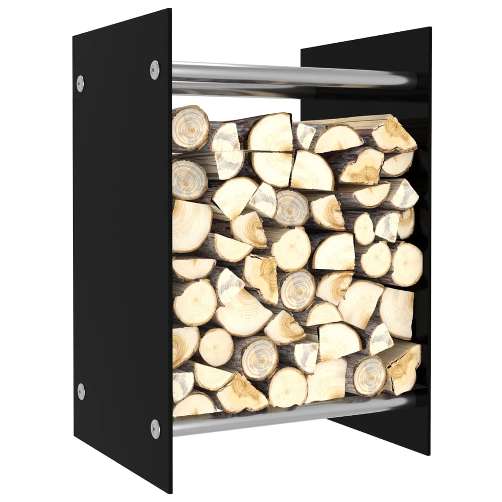 Firewood Rack Black 40x35x60 cm Glass - OLBRIT