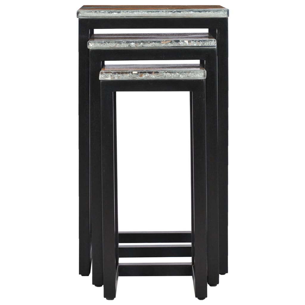 Nesting Tables 3 pcs Solid Teak Wood and Polyresin - OLBRIT