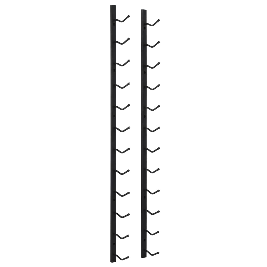 vidaXL Wall Mounted Wine Rack for 12 Bottles Black Iron - OLBRIT