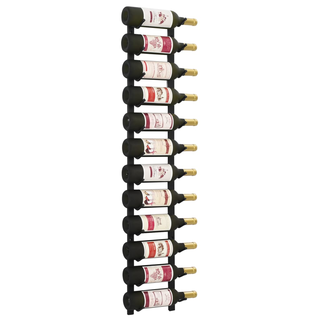 vidaXL Wall Mounted Wine Rack for 12 Bottles Black Iron - OLBRIT