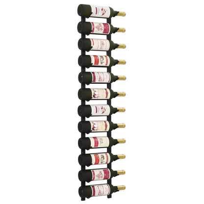 vidaXL Wall Mounted Wine Rack for 12 Bottles Black Iron - OLBRIT