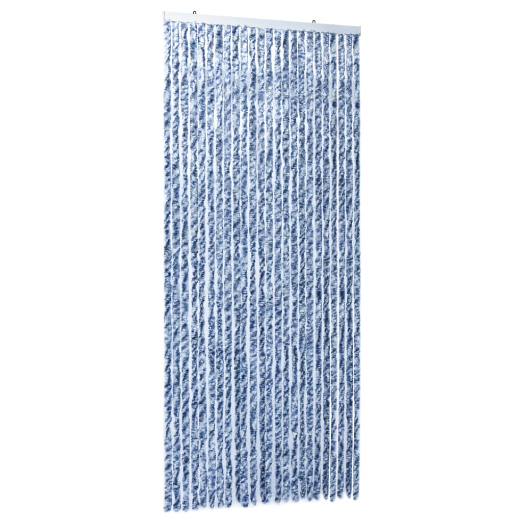 Insect Curtain Blue, White and Silver 100x220 cm Chenille - OLBRIT
