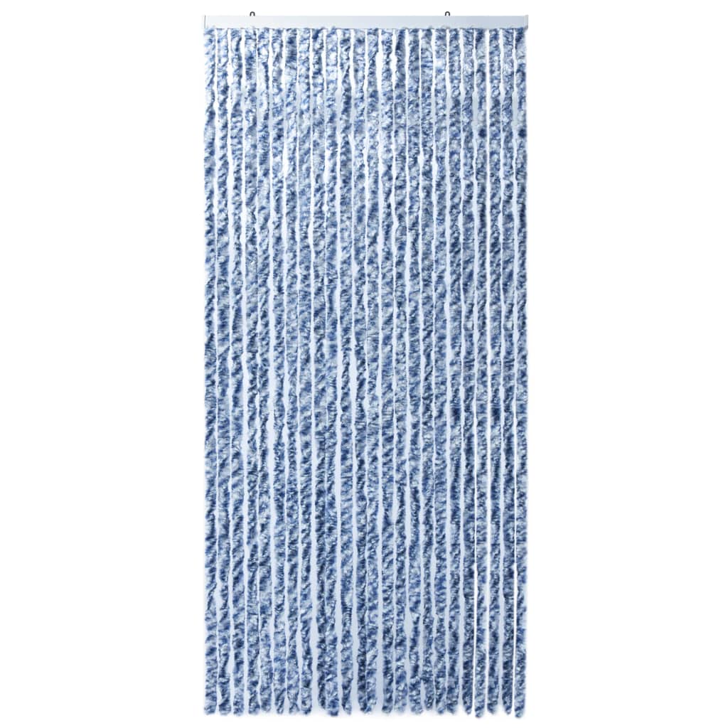 Insect Curtain Blue, White and Silver 100x220 cm Chenille - OLBRIT