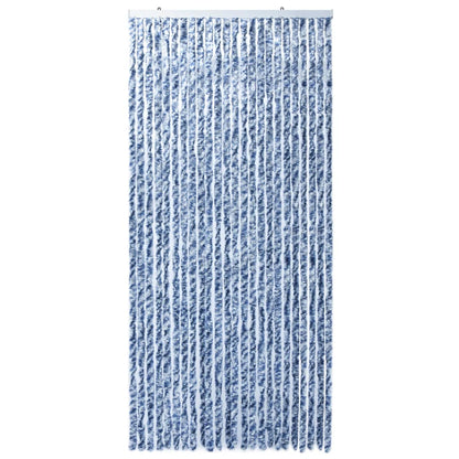 Insect Curtain Blue, White and Silver 100x220 cm Chenille - OLBRIT