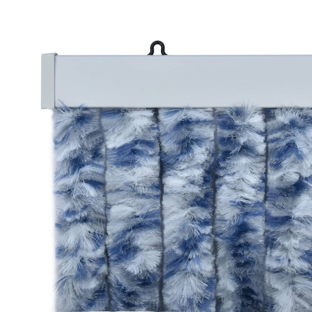 Insect Curtain Blue, White and Silver 100x220 cm Chenille - OLBRIT