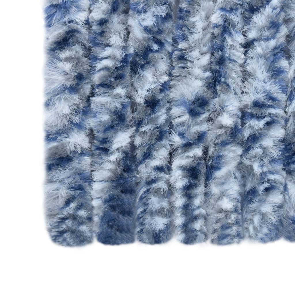 Insect Curtain Blue, White and Silver 100x220 cm Chenille - OLBRIT