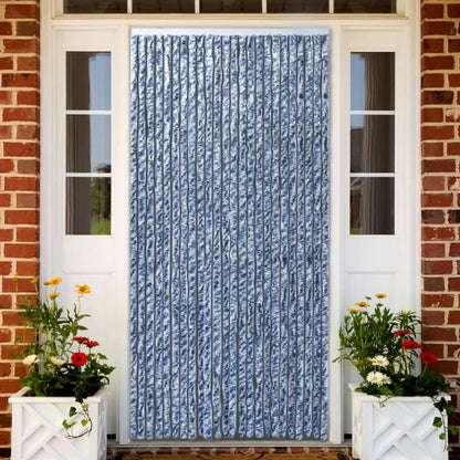 Insect Curtain Blue, White and Silver 100x220 cm Chenille - OLBRIT