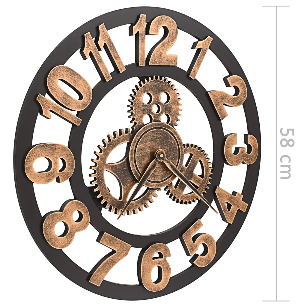 Wall Clock Metal 58 cm Golden and Black - OLBRIT