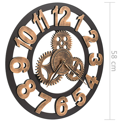 Wall Clock Metal 58 cm Golden and Black - OLBRIT