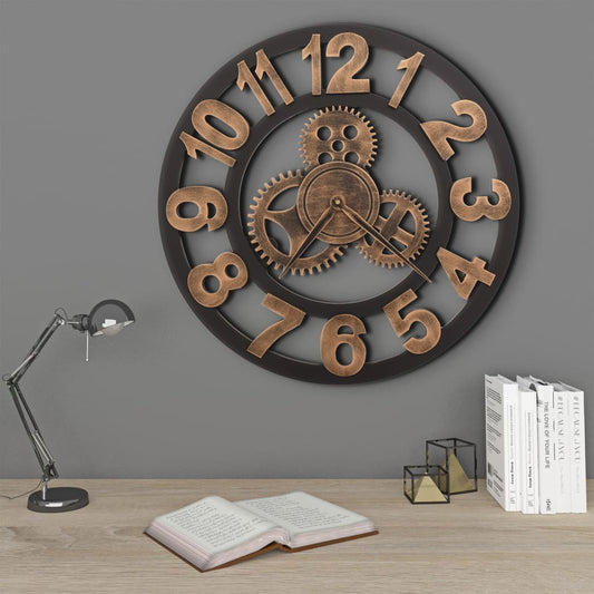 Wall Clock Metal 58 cm Golden and Black - OLBRIT