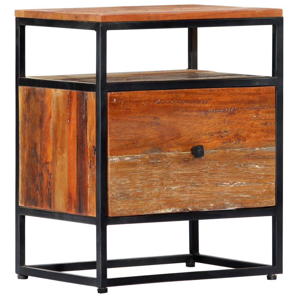 Bedside Cabinet 40x30x50 cm Solid Reclaimed Wood and Steel - OLBRIT