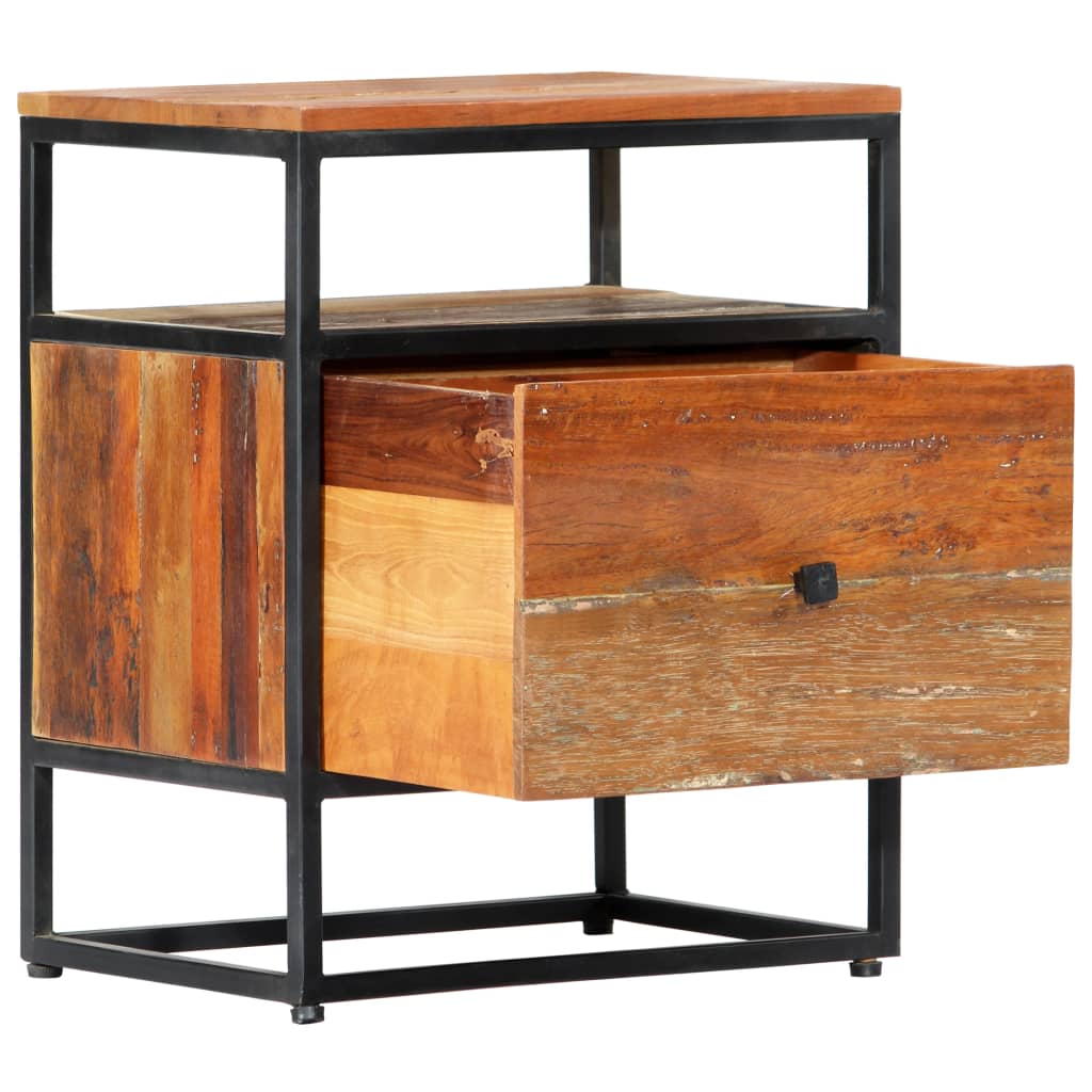 Bedside Cabinet 40x30x50 cm Solid Reclaimed Wood and Steel - OLBRIT
