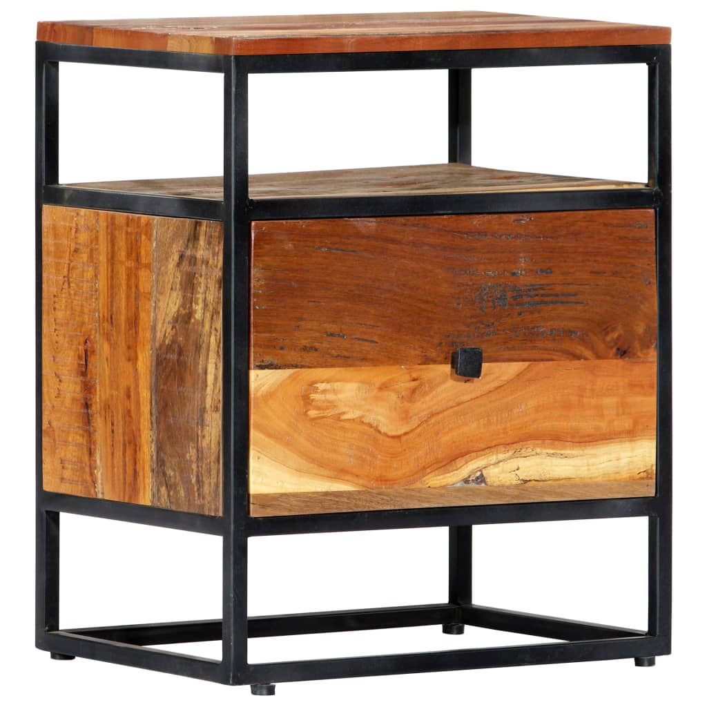 Bedside Cabinet 40x30x50 cm Solid Reclaimed Wood and Steel - OLBRIT