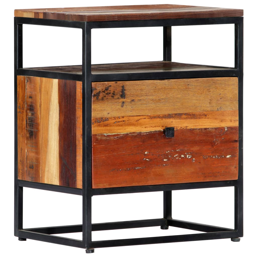 Bedside Cabinet 40x30x50 cm Solid Reclaimed Wood and Steel - OLBRIT